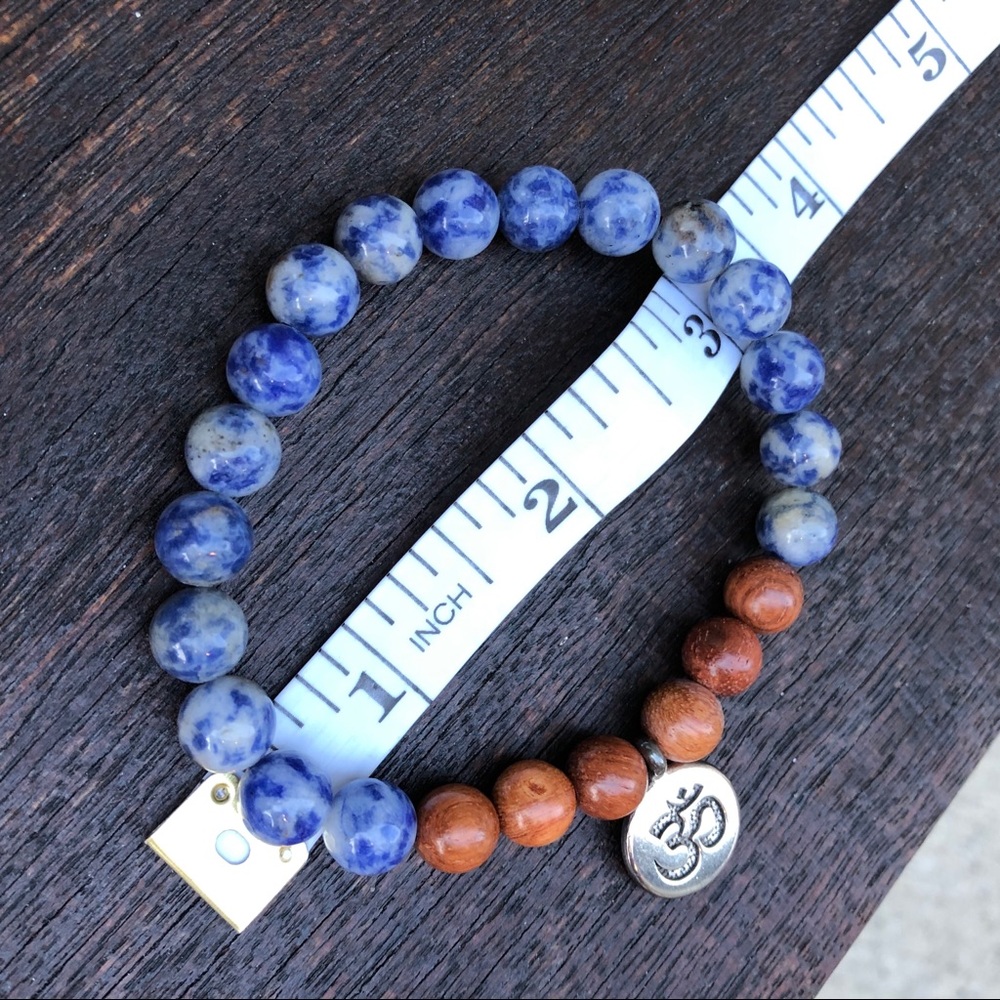 ✨LAPIS LAZULI + ROSEWOOD BEAD BRACELET✨8mm - Picture 3 of 5